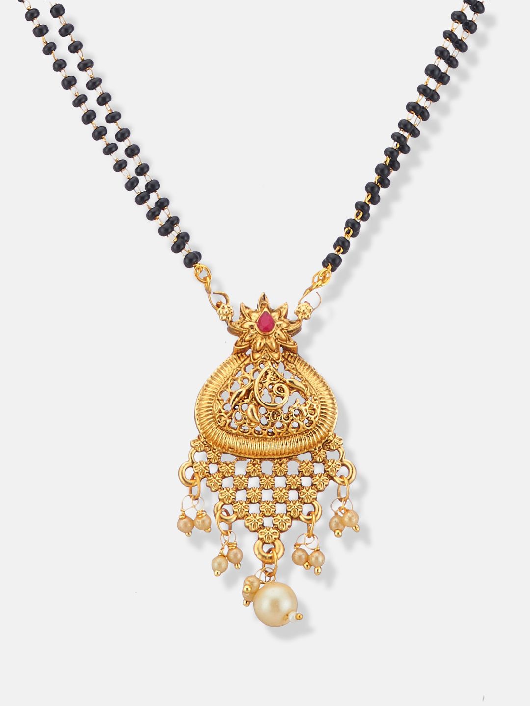 ATIBELLE Gold-Plated Artificial Stones and Beads Mangalsutra