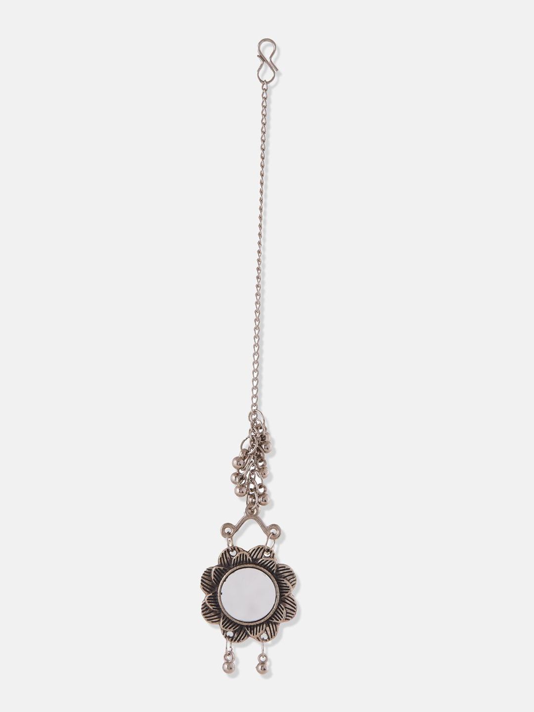 ATIBELLE Silver-Plated Stones and Beads Studded Maang Tikka