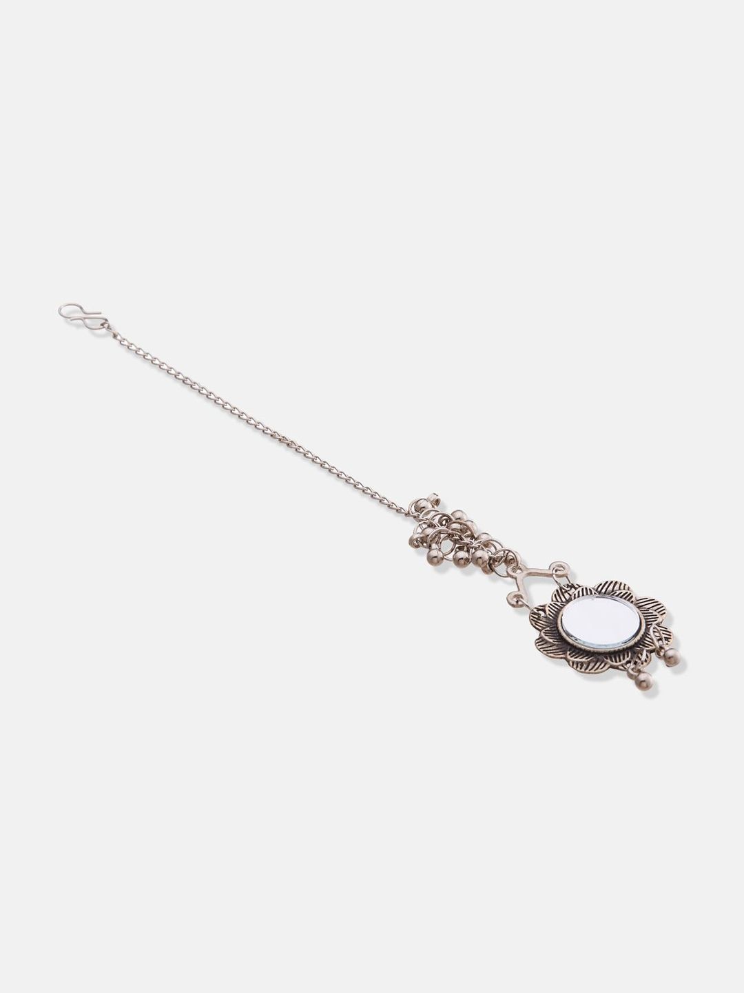 ATIBELLE Silver-Plated Stones and Beads Studded Maang Tikka