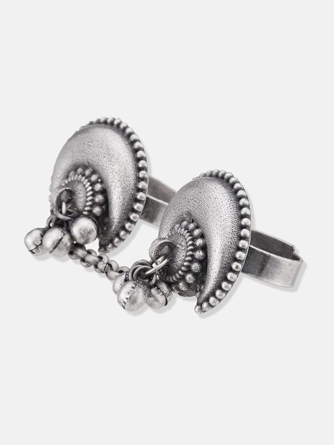 ATIBELLE Silver Plated Half Moon Shaped German Silver Finger Ring