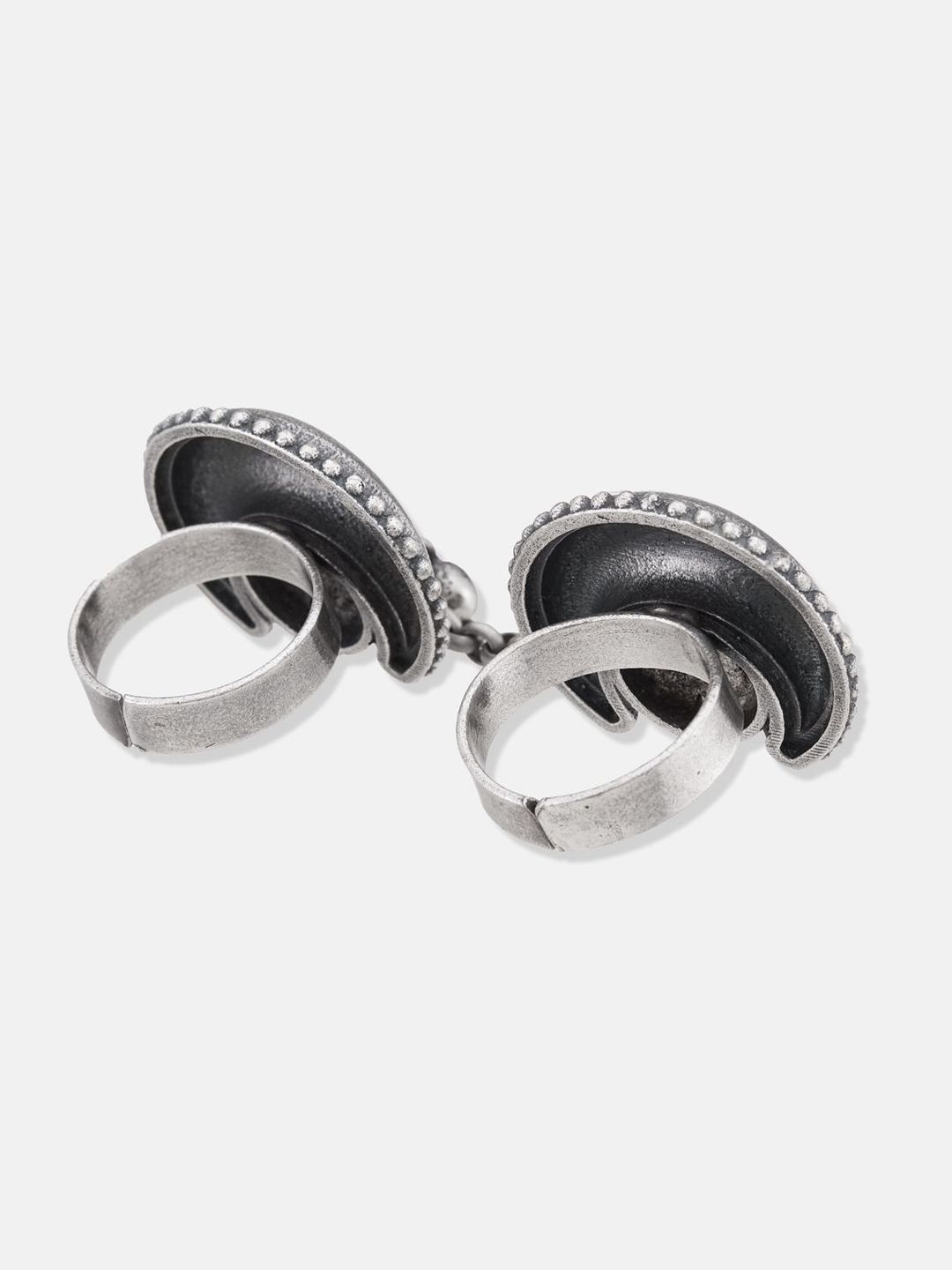ATIBELLE Silver Plated Half Moon Shaped German Silver Finger Ring