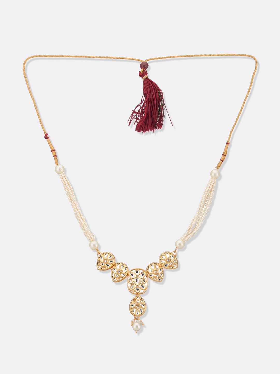 ATIBELLE Gold-Plated Kundan-Studded & Beaded Jewellery Set