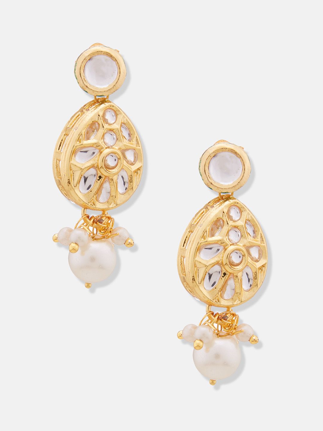 ATIBELLE Gold-Plated Kundan-Studded & Beaded Jewellery Set