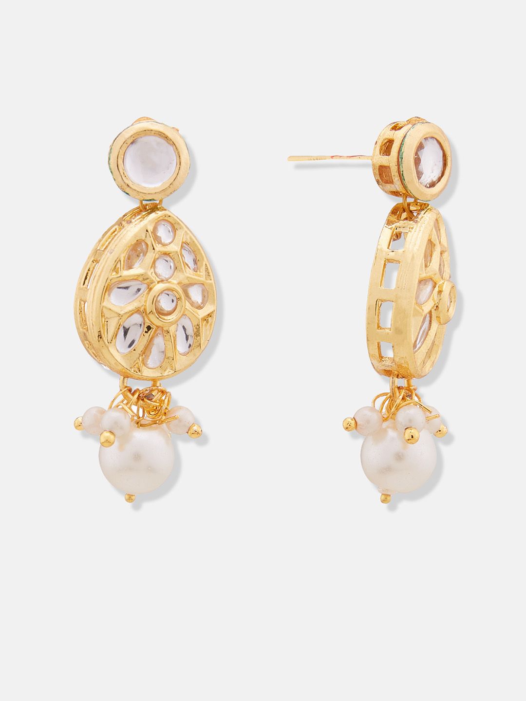 ATIBELLE Gold-Plated Kundan-Studded & Beaded Jewellery Set