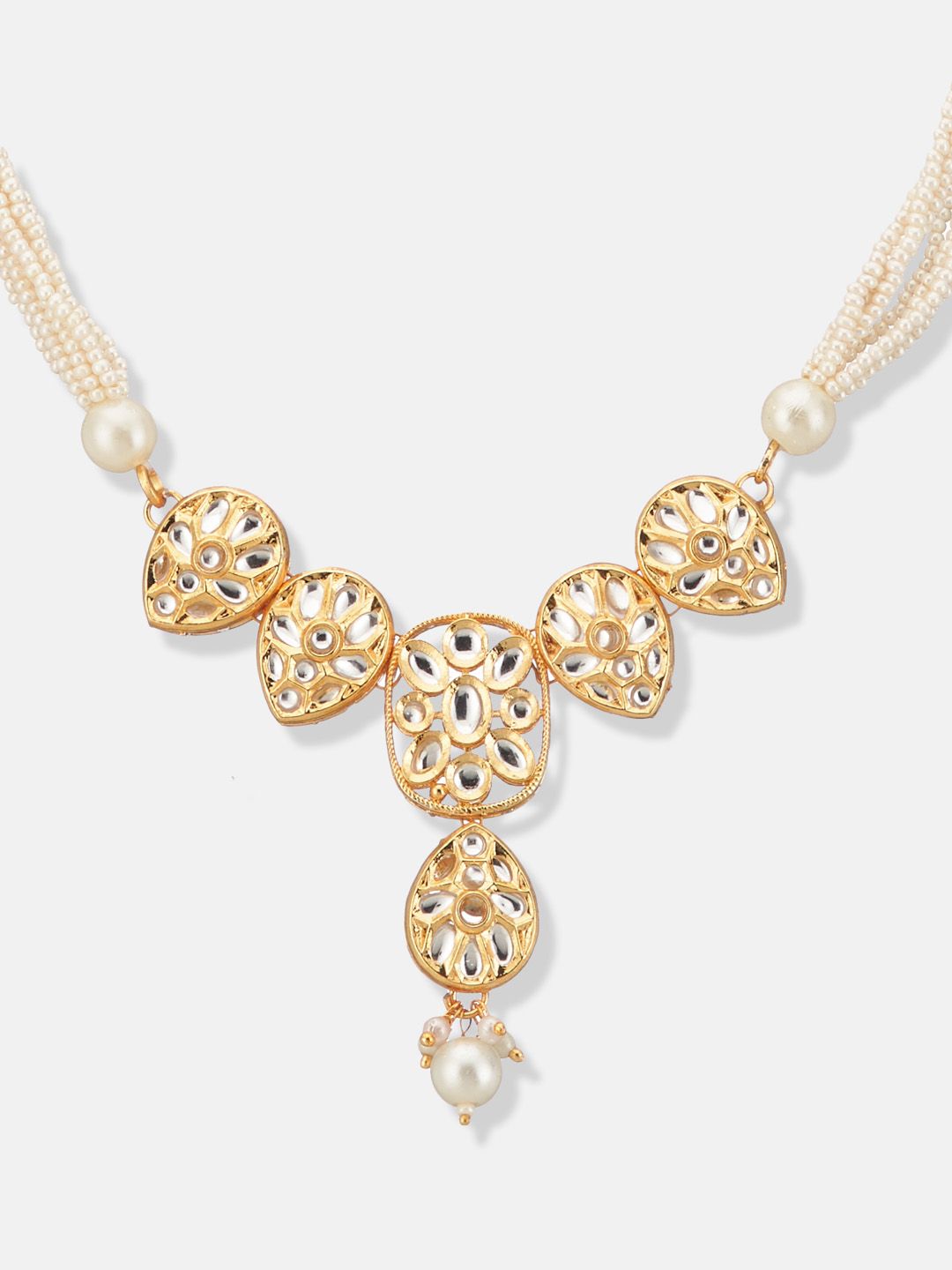ATIBELLE Gold-Plated Kundan-Studded & Beaded Jewellery Set