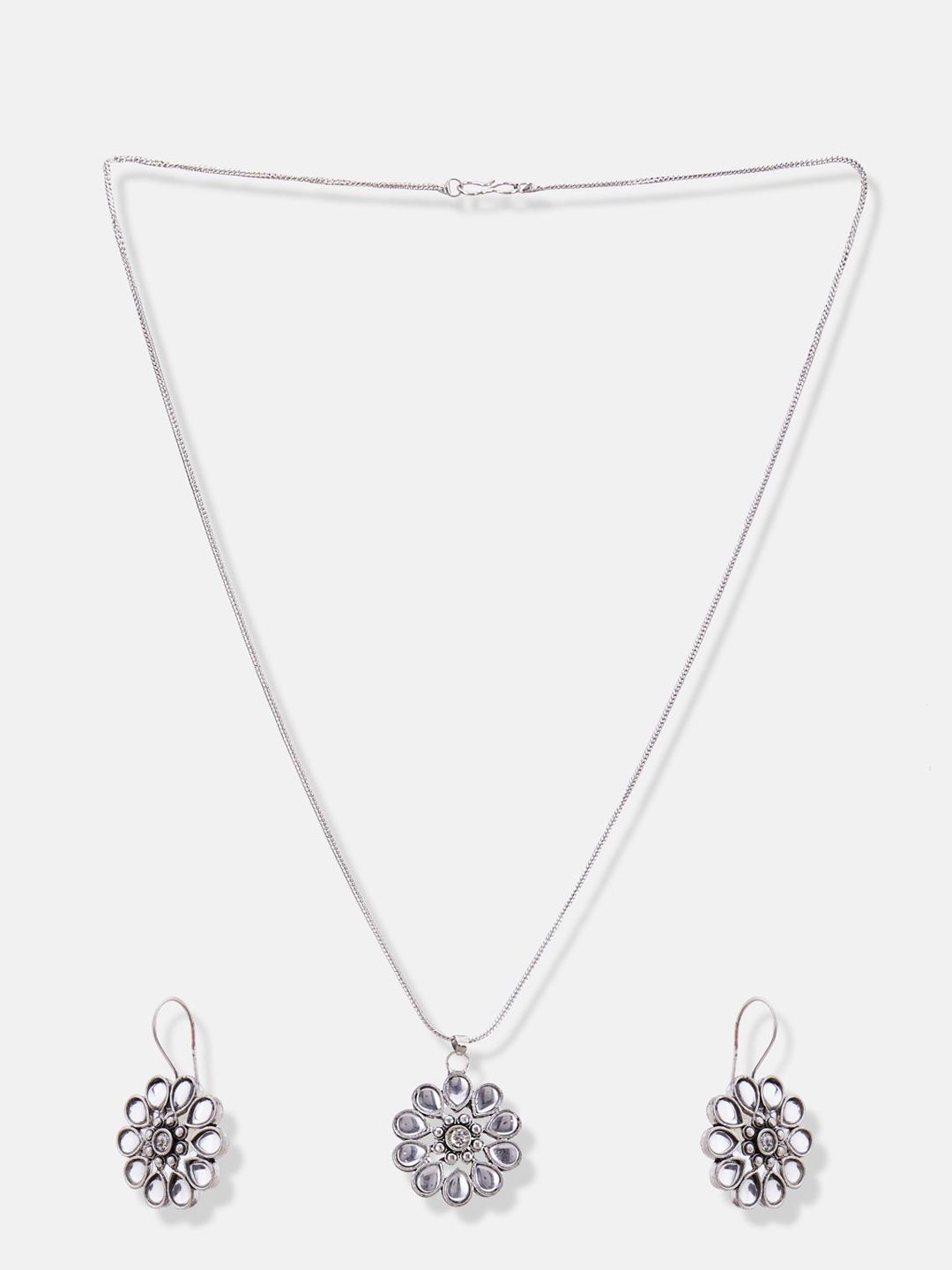 ATIBELLE German Silver-Plated Stone Studded Jewellery Set