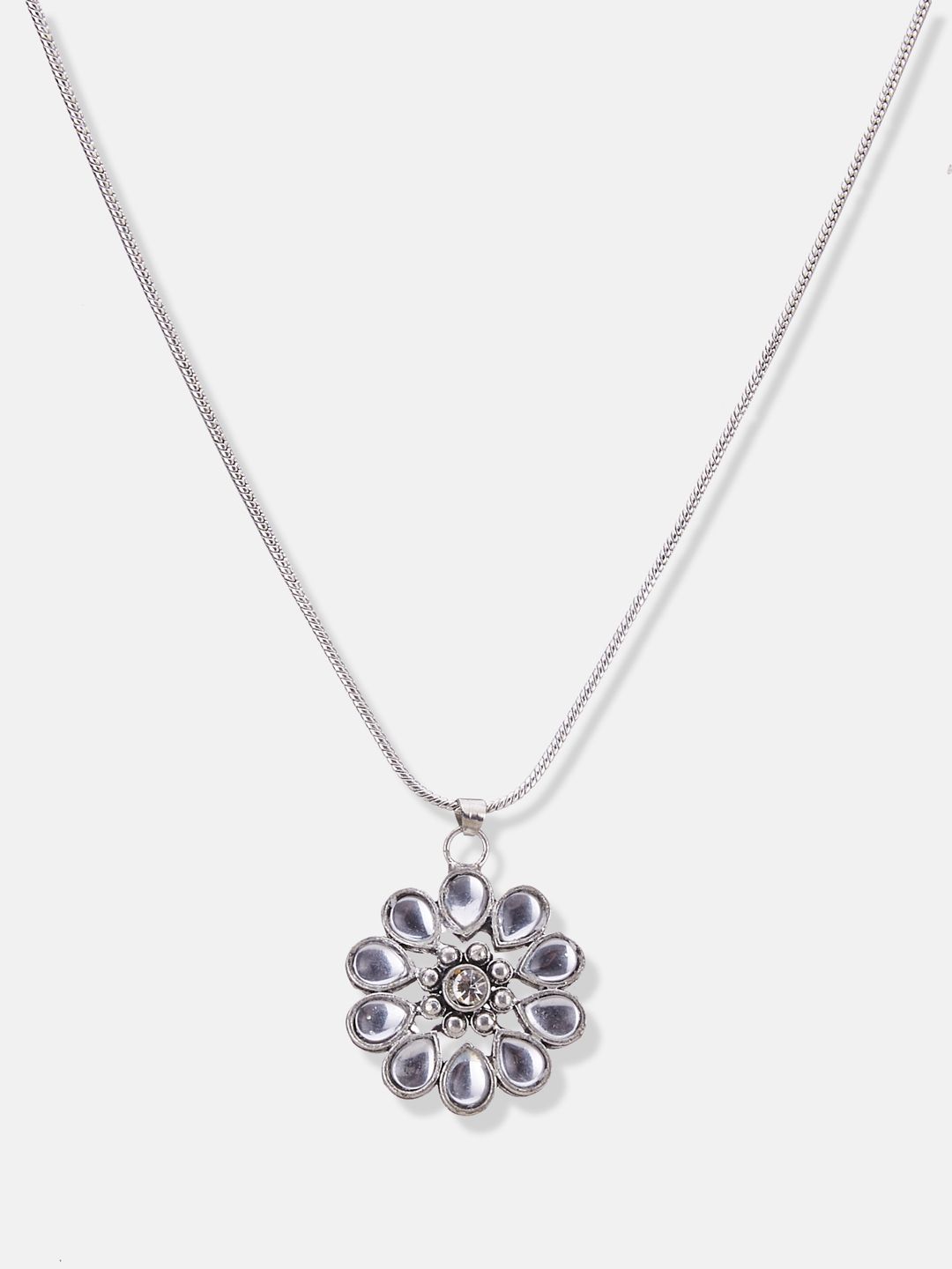 ATIBELLE German Silver-Plated Stone Studded Jewellery Set
