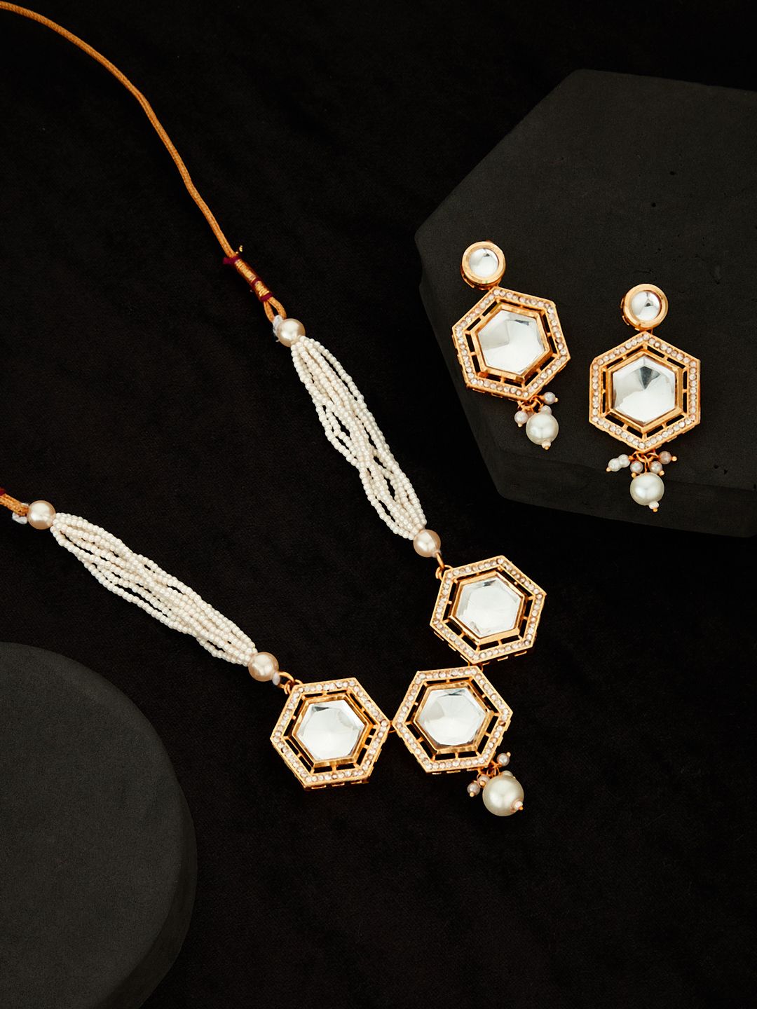 ATIBELLE Gold-Plated Kundan Studded Jewellery Set