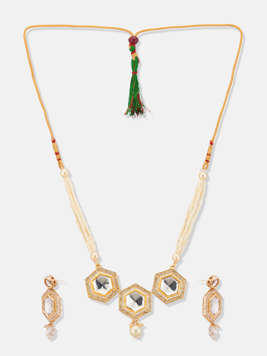 ATIBELLE Gold-Plated Kundan Studded Jewellery Set