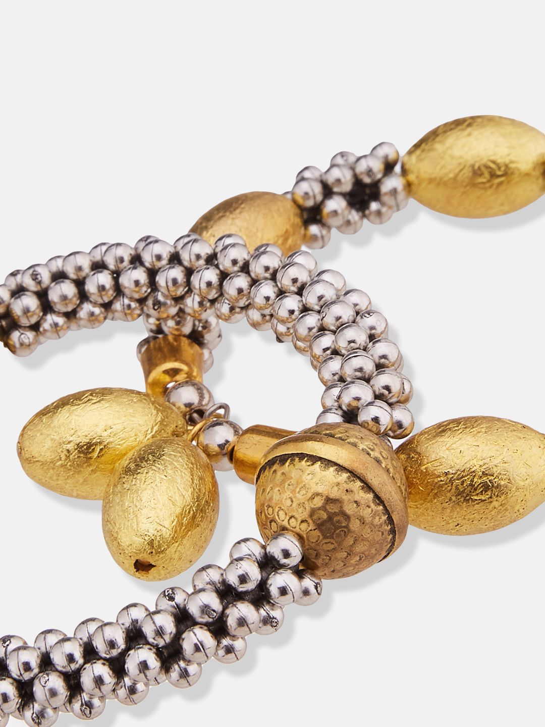 ATIBELLE Set of 2 Silver-Plated Beaded Bangle-Style Bracelet