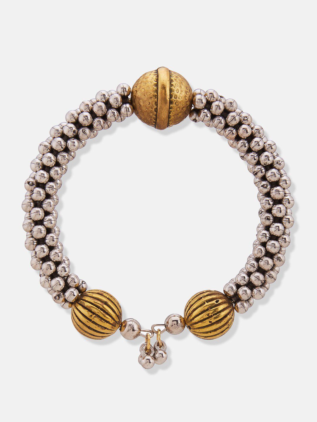 ATIBELLE Set of 2 Silver-Plated Beaded Bangle-Style Bracelet