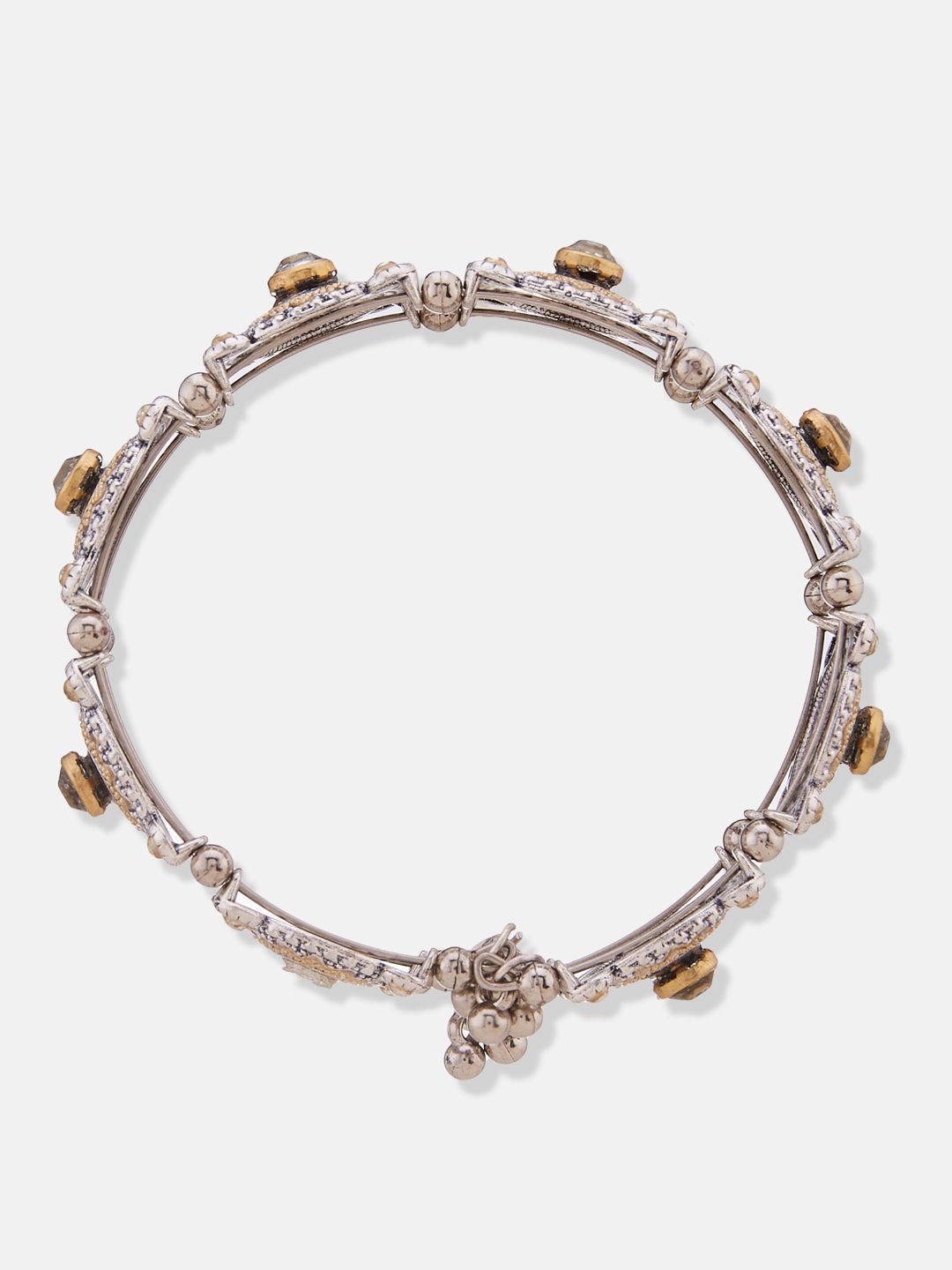 ATIBELLE Silver-Plated Kundan Studded Bangle-Style Bracelet
