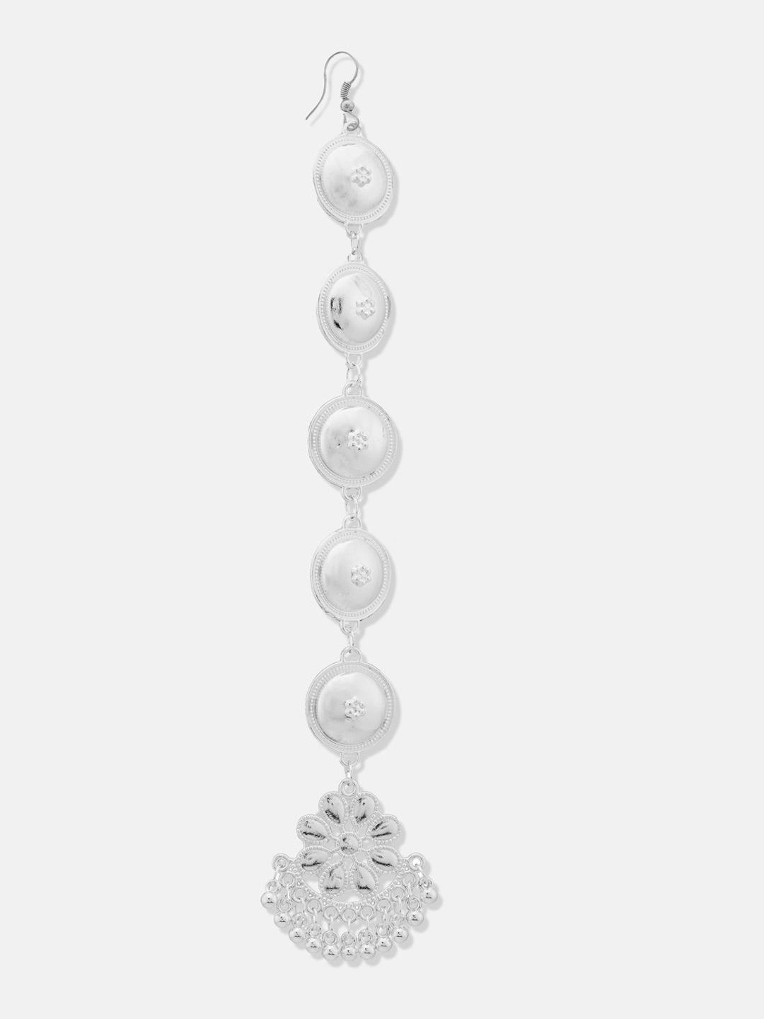 ATIBELLE Silver-Plated Stones and Beads Studded Maang Tikka