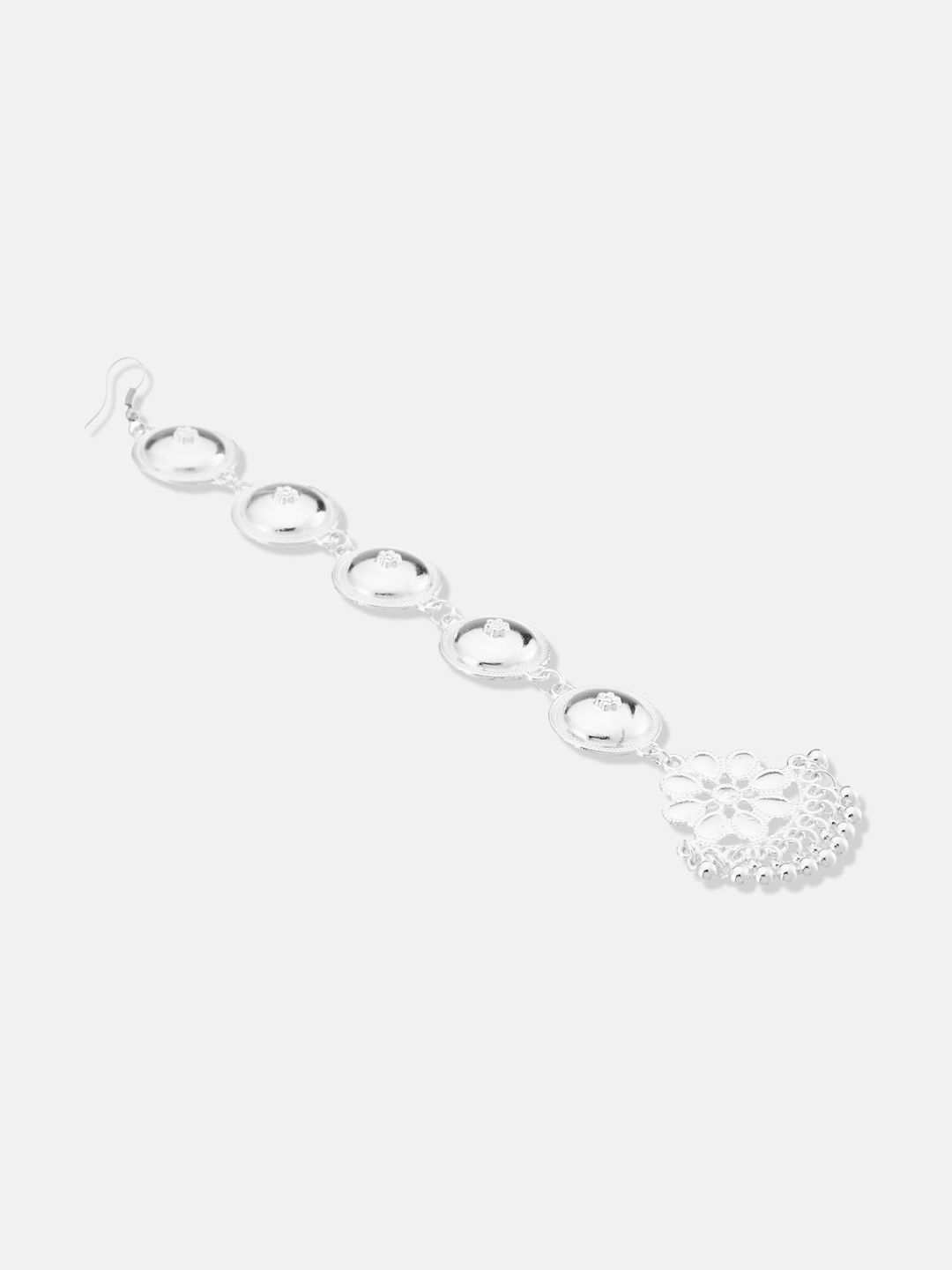 ATIBELLE Silver-Plated Stones and Beads Studded Maang Tikka