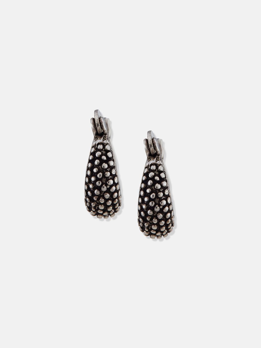 ATIBELLE Set of 2 Silver-Plated Contemporary Oxidised Hoop Earrings