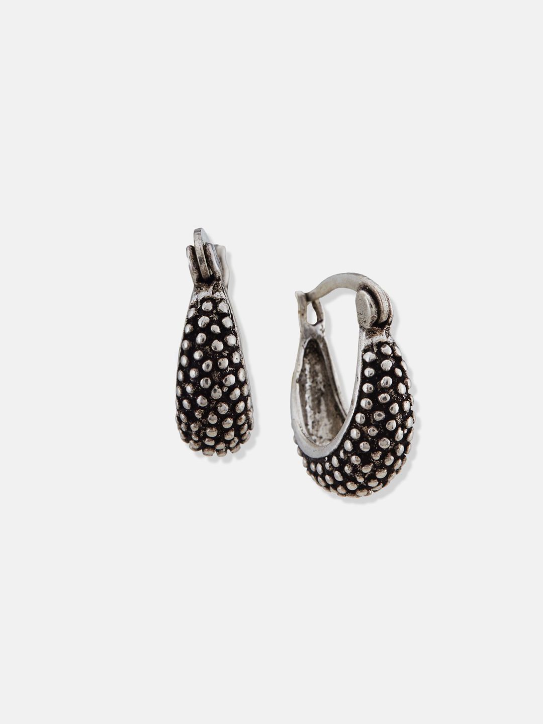 ATIBELLE Set of 2 Silver-Plated Contemporary Oxidised Hoop Earrings