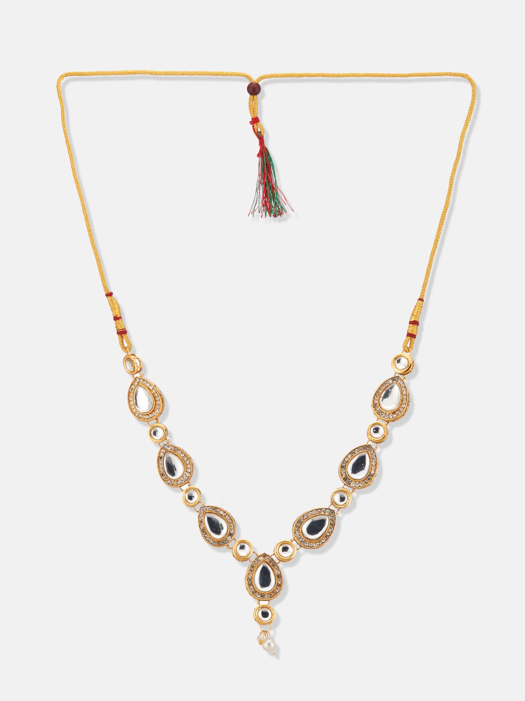 ATIBELLE Gold-Plated Kundan-Studded & Beaded Jewellery Set