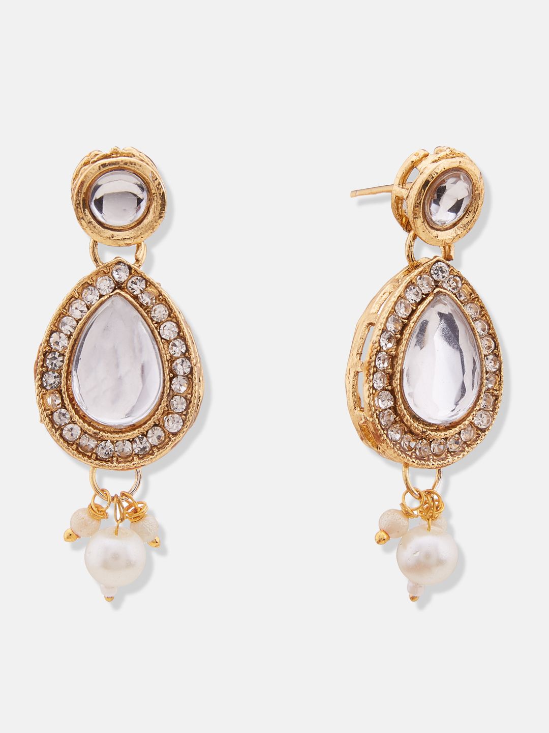 ATIBELLE Gold-Plated Kundan-Studded & Beaded Jewellery Set