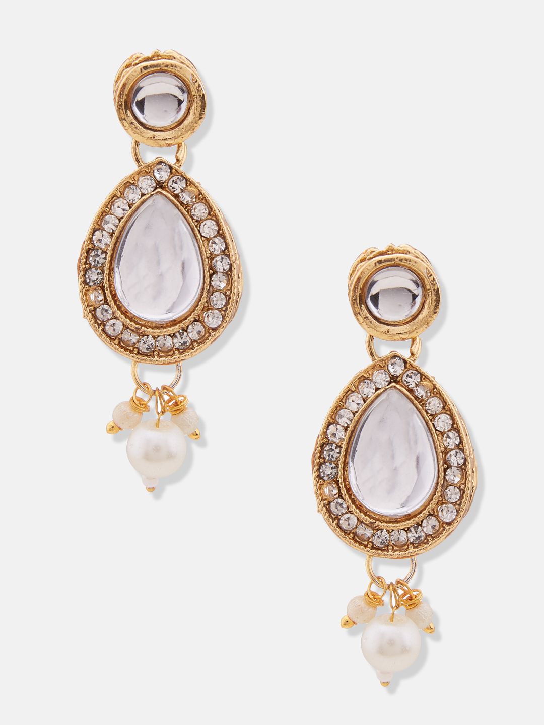 ATIBELLE Gold-Plated Kundan-Studded & Beaded Jewellery Set