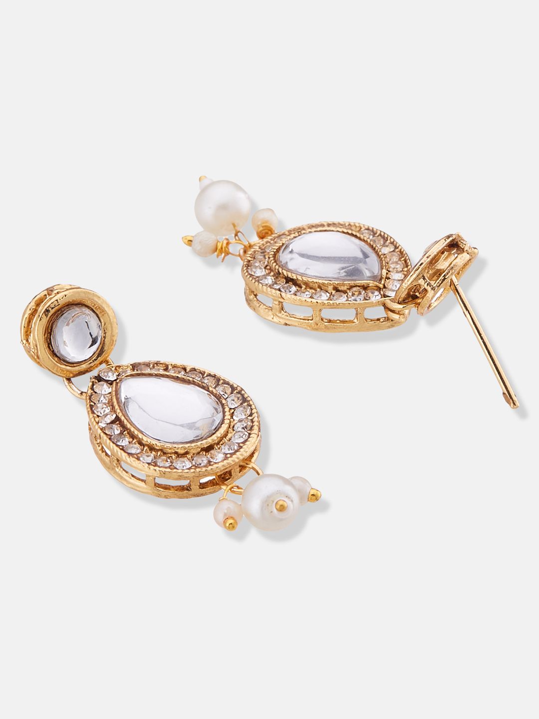 ATIBELLE Gold-Plated Kundan-Studded & Beaded Jewellery Set
