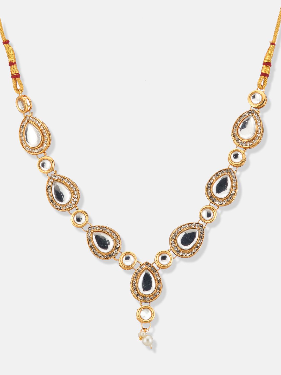 ATIBELLE Gold-Plated Kundan-Studded & Beaded Jewellery Set