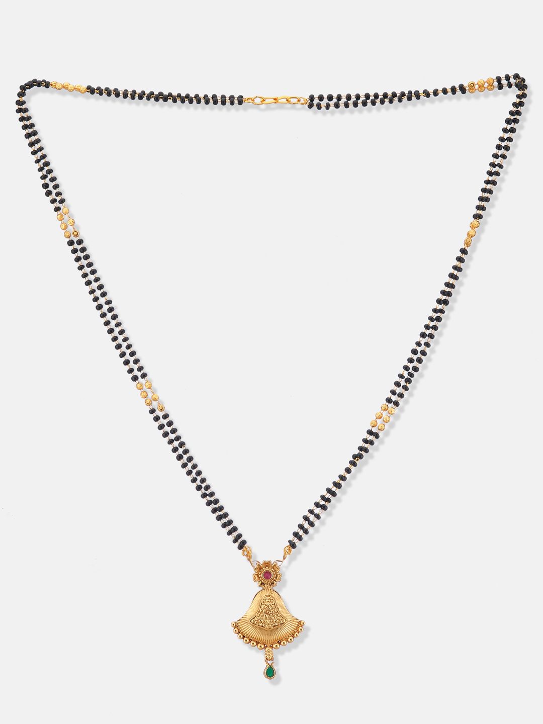 ATIBELLE Women Gold-Plated Artificial Stones and Beads Mangalsutra