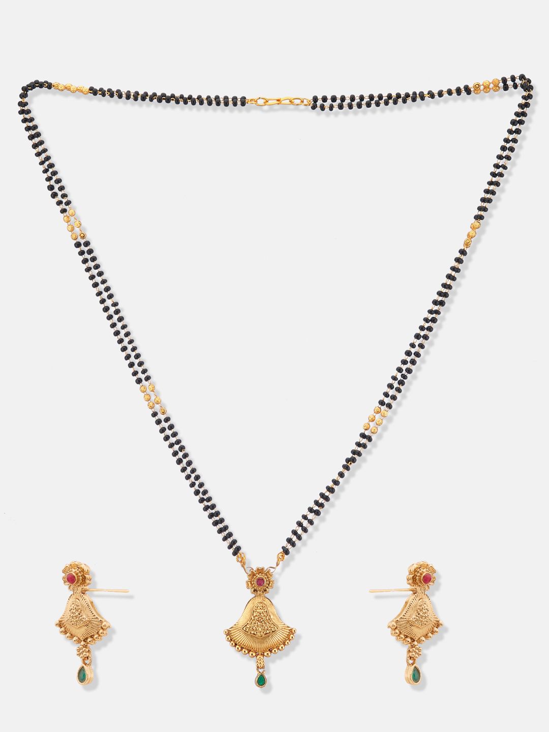 ATIBELLE Women Gold-Plated Artificial Stones and Beads Mangalsutra