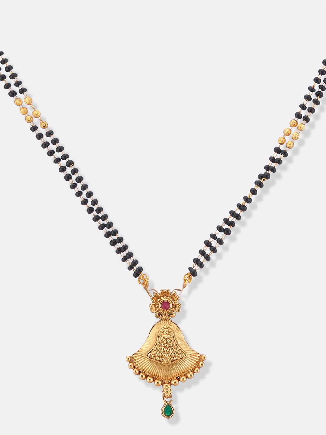 ATIBELLE Women Gold-Plated Artificial Stones and Beads Mangalsutra