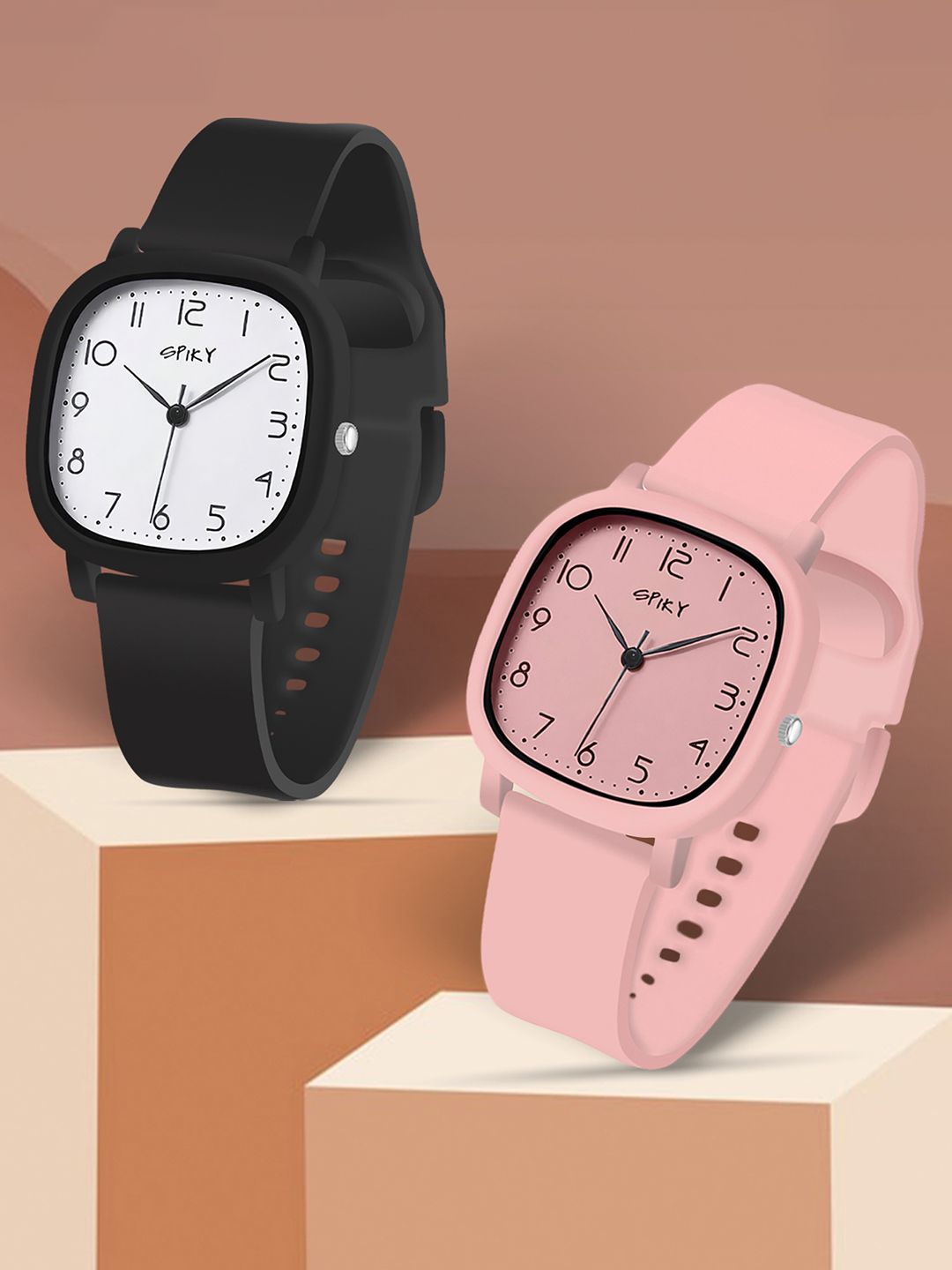 Spiky Unisex Kids Dial & Straps Analogue Multi Function Watch Combo_EVA19_BlkPnk-picture-45