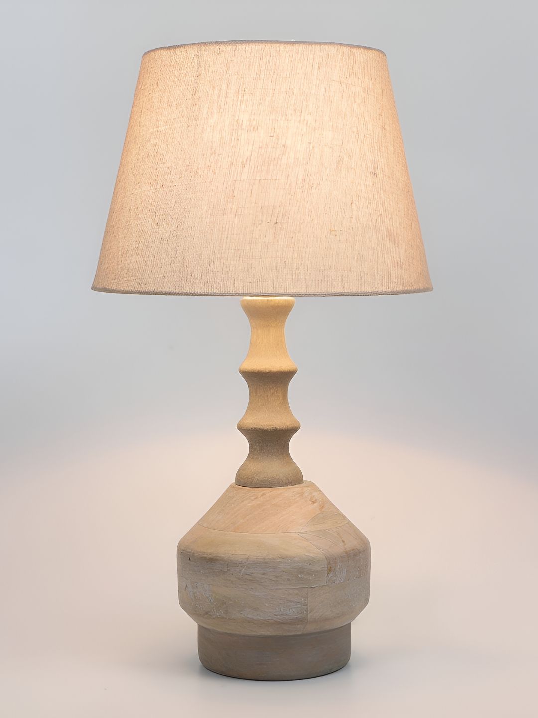 TU CASA Beige Wooden Frustum Shaped Table Lamp-picture-25