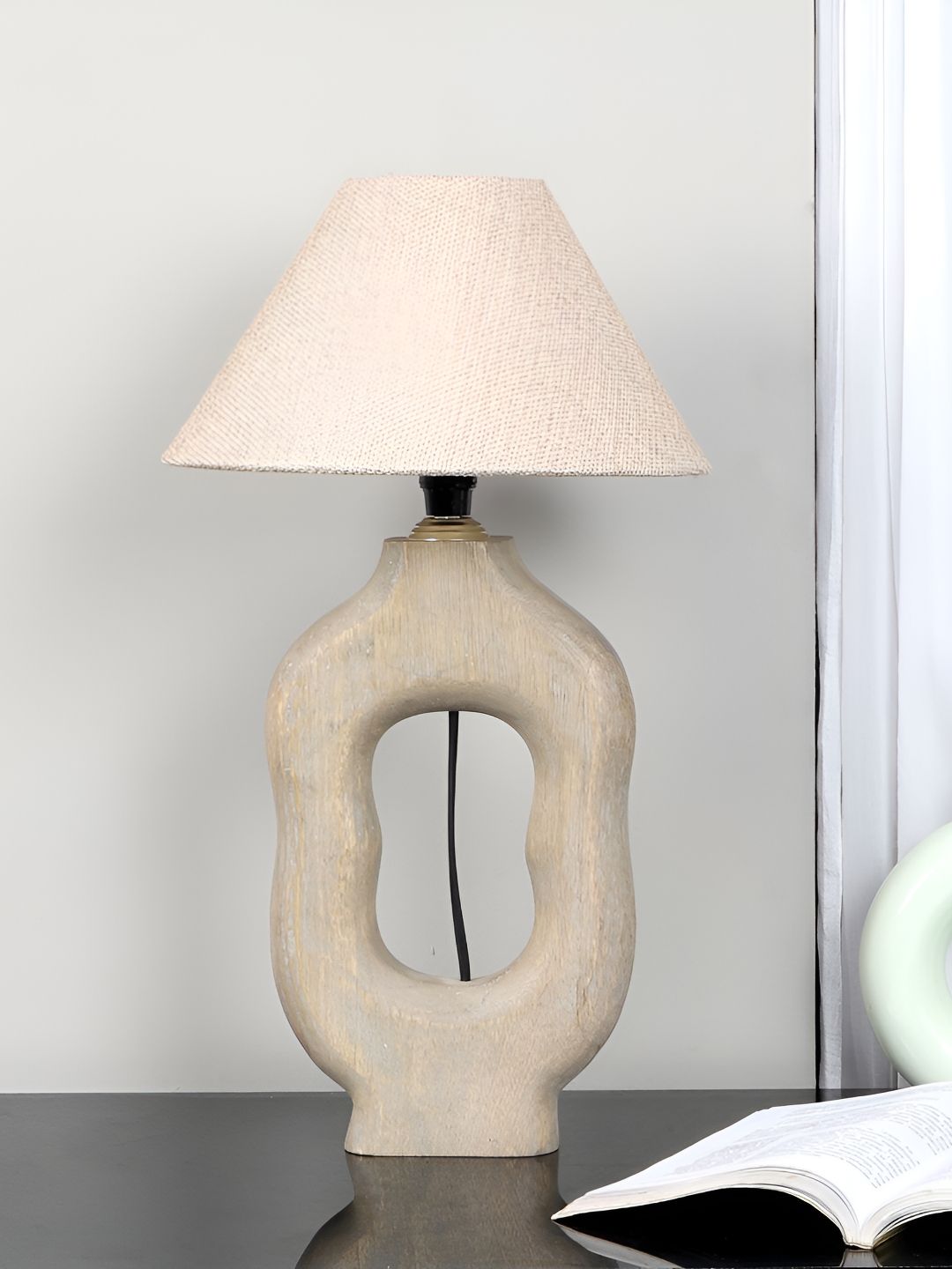 TU CASA Beige Wooden Frusturical Shaped Table Lamp-picture-19