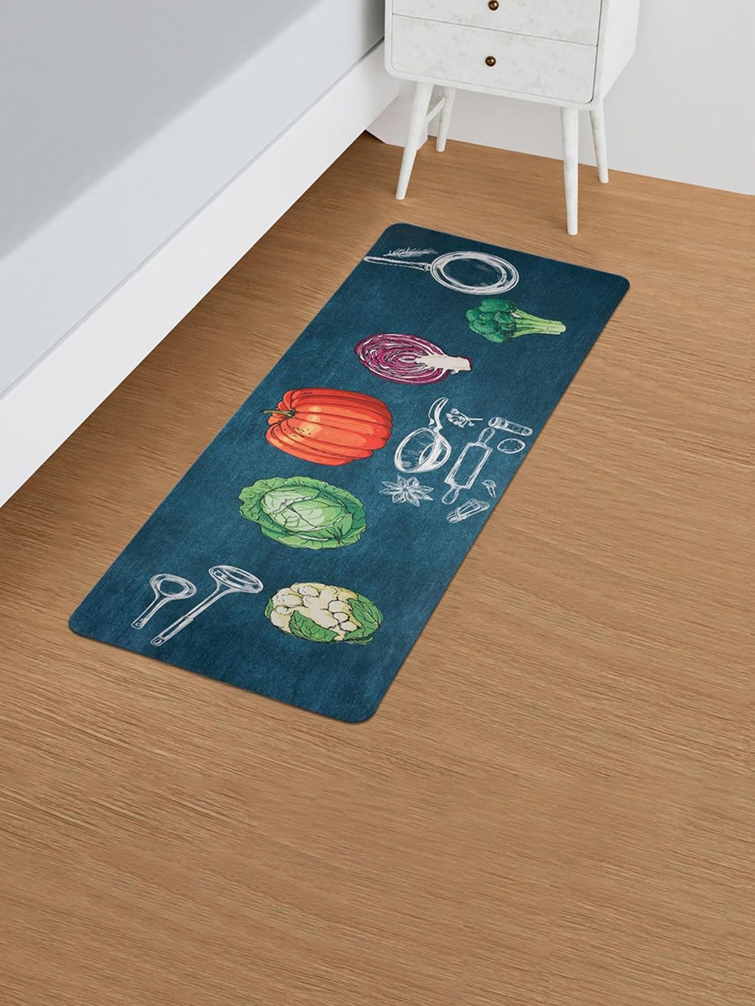 Kuber Industries Green Floral Printed Bed Side Runner