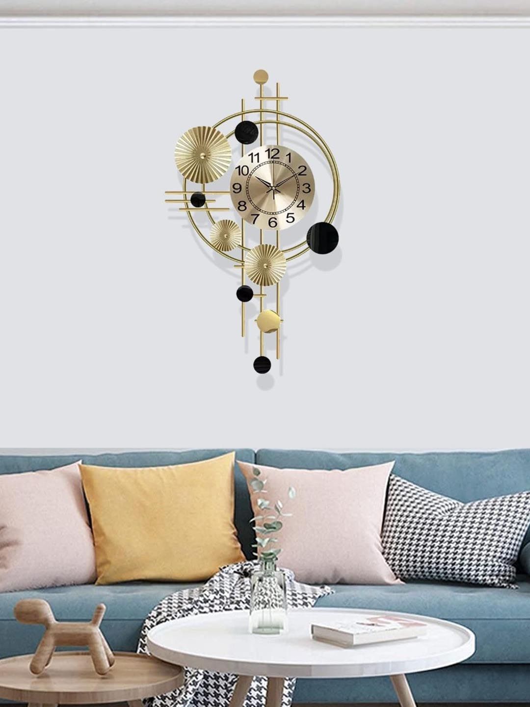 DSH Crafting Your Curiosity Gold-Toned Embellished Contemporary Wall Clock