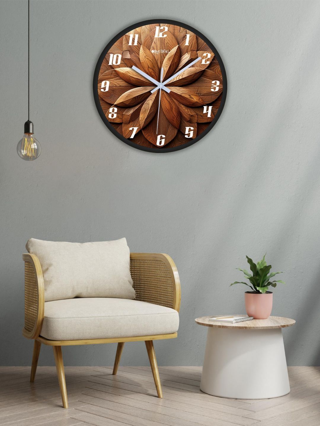 OLIVE TREE Black & White Printed Analogue Contemporary Wall Clock-picture-39
