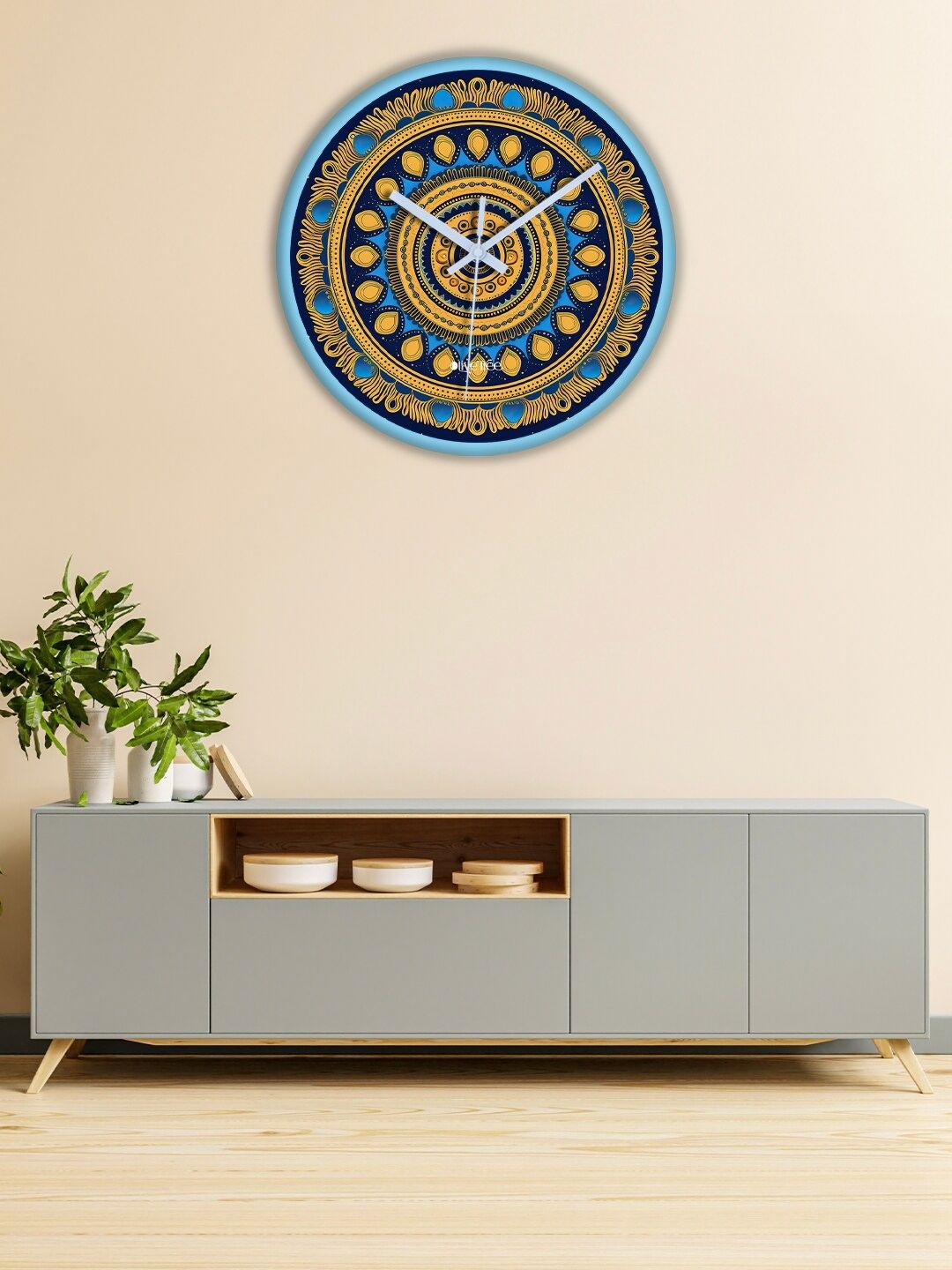 OLIVE TREE Blue & Brown Printed Analogue Contemporary Wall Clock-picture-26