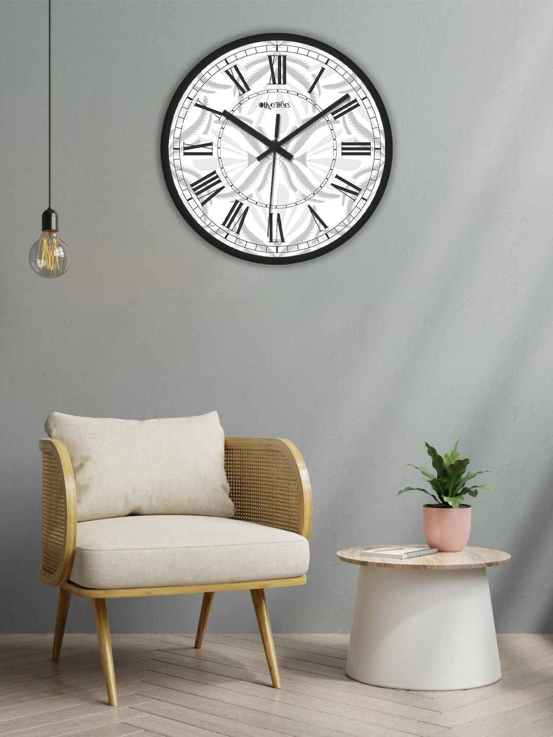 OLIVE TREE Black & White Printed Contemporary Wall Clock-picture-18