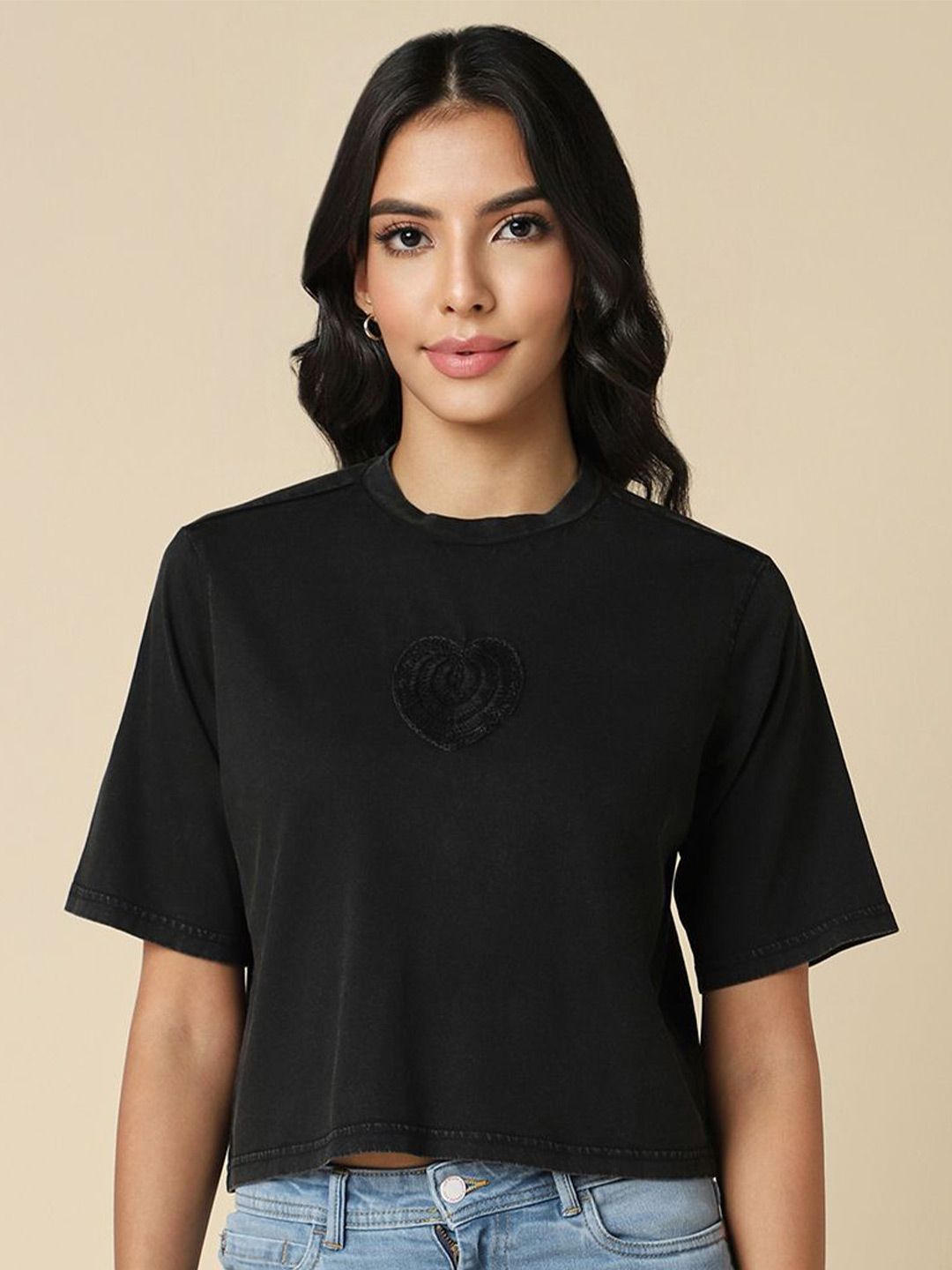 Allen Solly Woman Round Neck Cotton T-shirt-picture-13