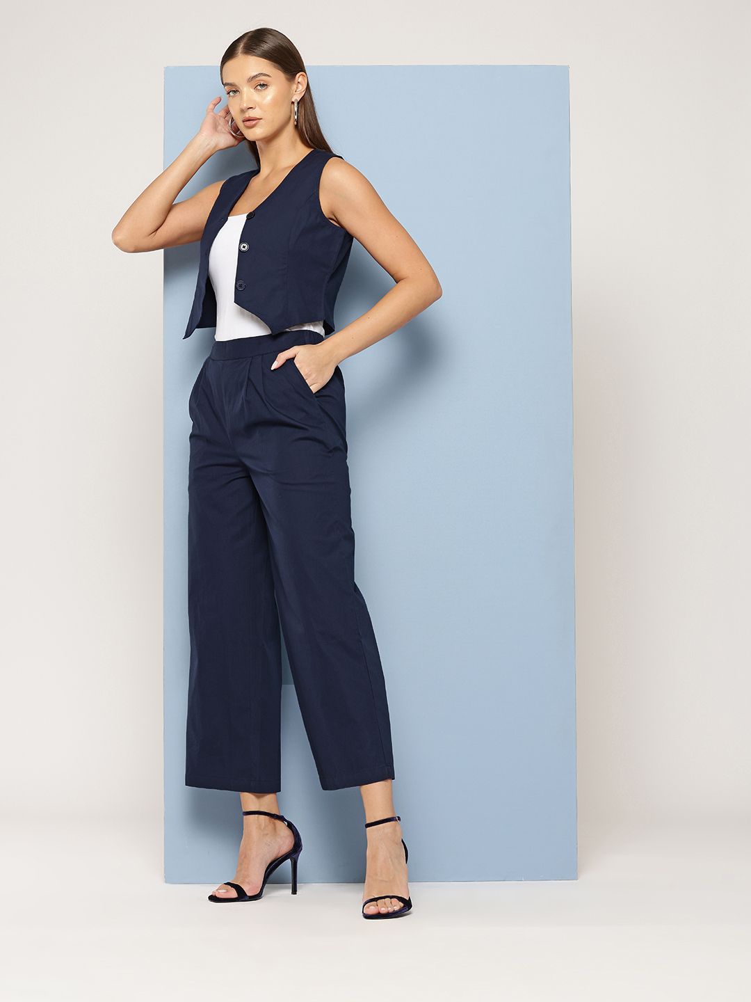 Chemistry Pure Cotton V-Neck Waistcoat with Trousers Co-Ords