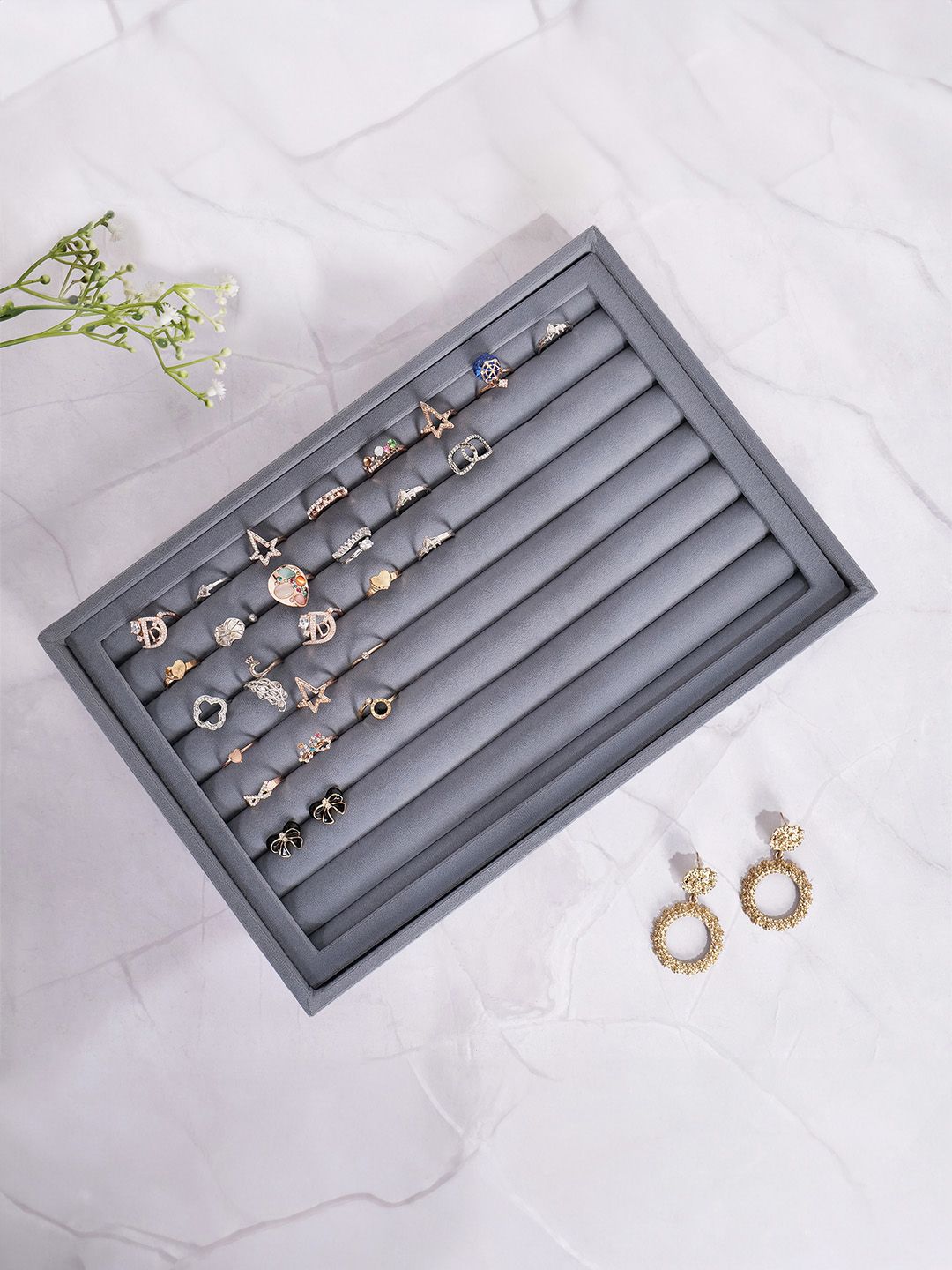 La Trove Grey Wardrobe Luxury Rings Jewellery Organiser-picture-27