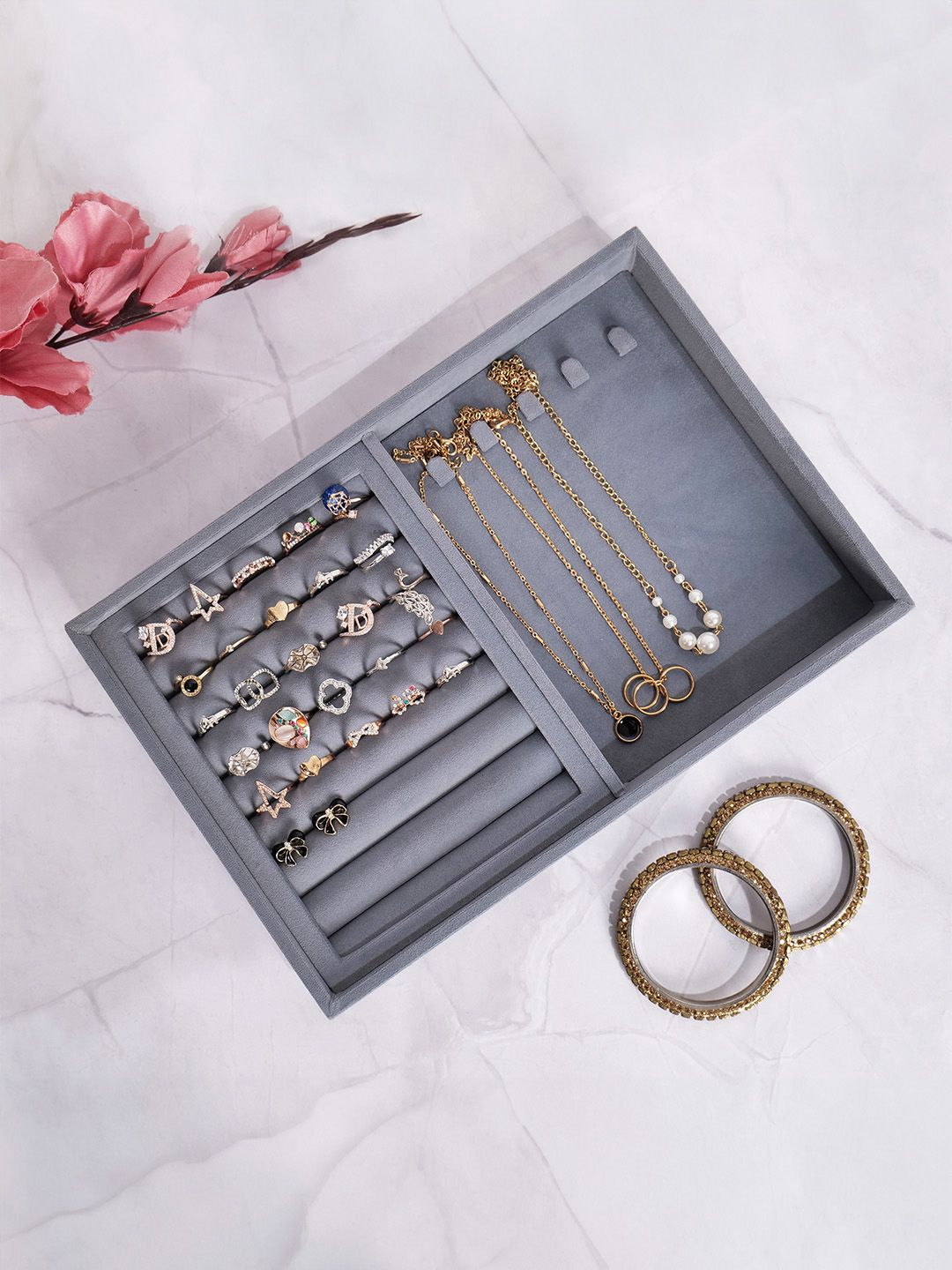 La Trove Grey Wardrobe Luxury Ring & Chain Jewellery Organiser-picture-8