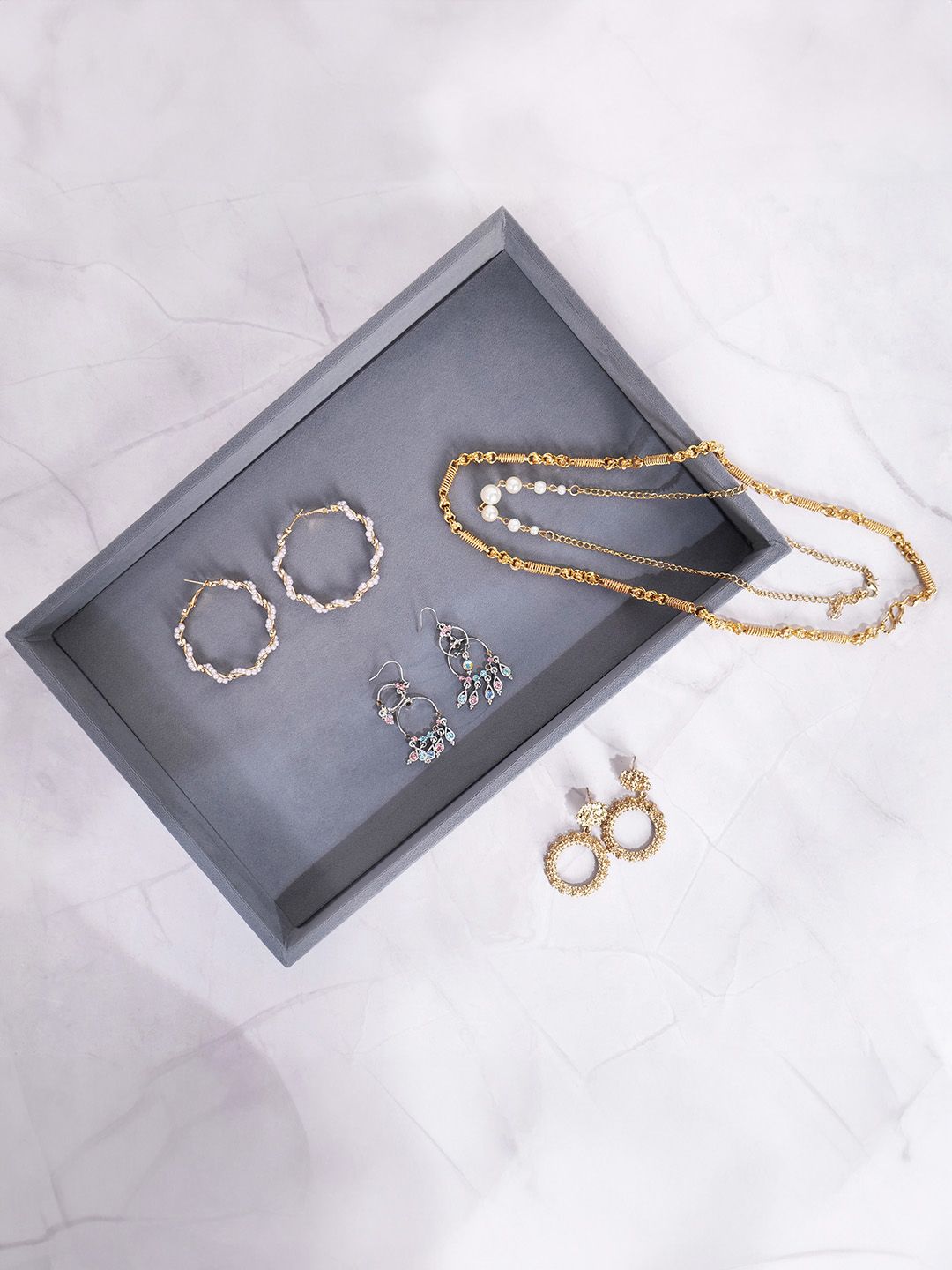 La Trove Grey Wardrobe Luxury Plain Jewellery Organiser-image-7
