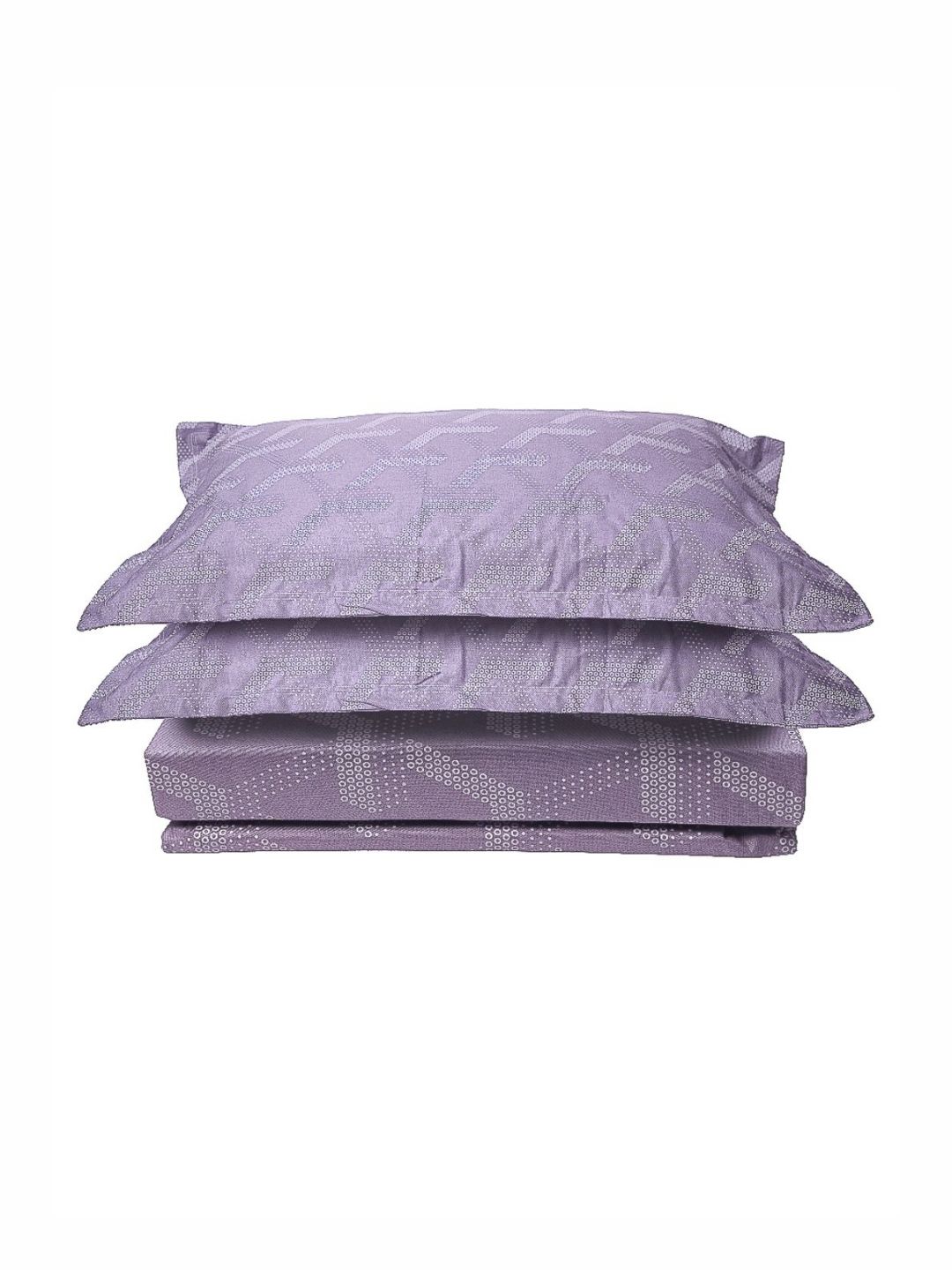 STUDIOHMK Purple Geometric Cotton 180 TC King Bedsheet with 2 Pillow Covers-image-27