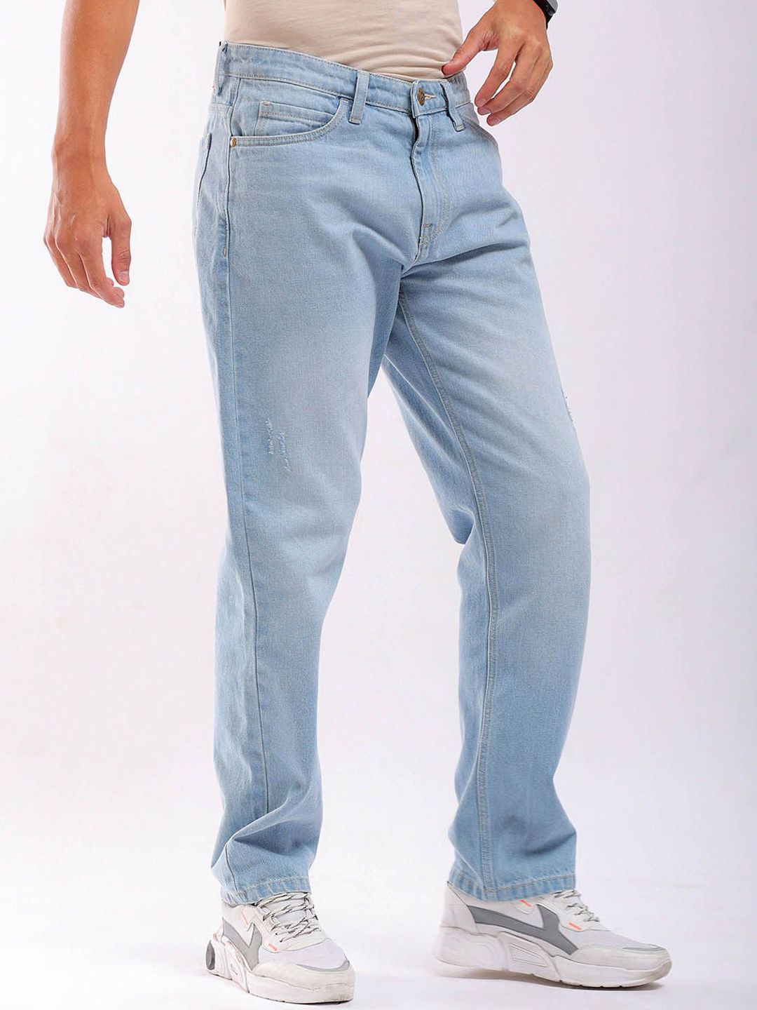 The Indian Garage Co Men Straight Fit Mildly Distressed Cotton Jeans-picture-40