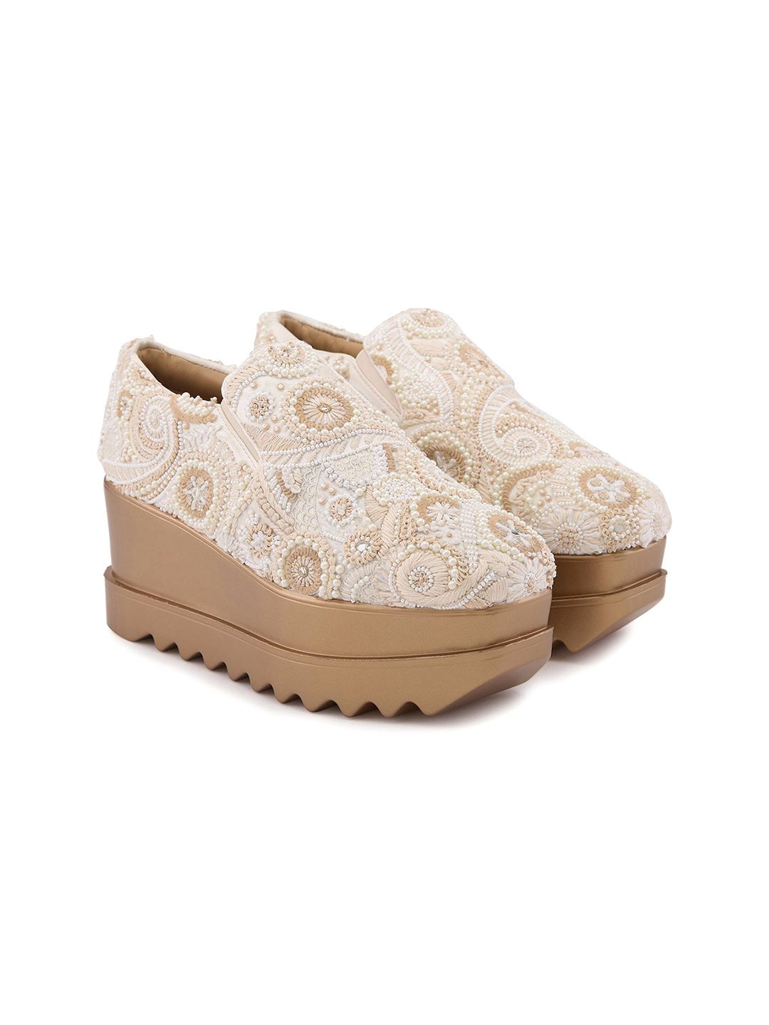 Anaar Women Royal Stitch Printed Round Toe Lightweight Textile Heeled Sneakers-picture-35