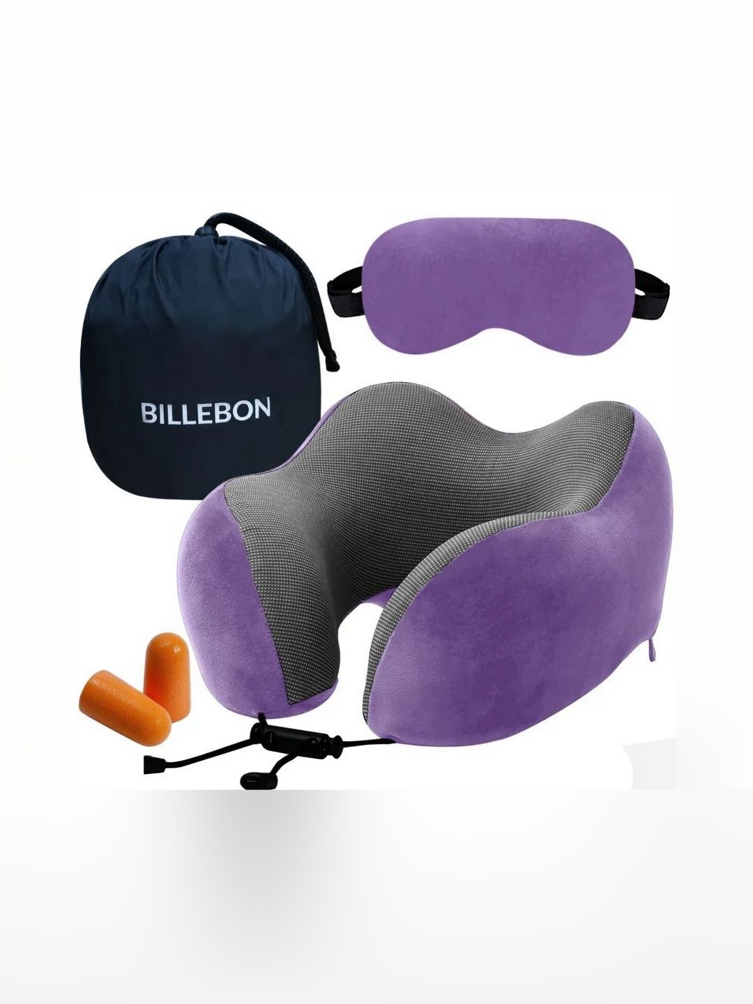 BILLEBON Lavender Memory Foam Filled Faux Velvet Breathable Travel Pillow-picture-54
