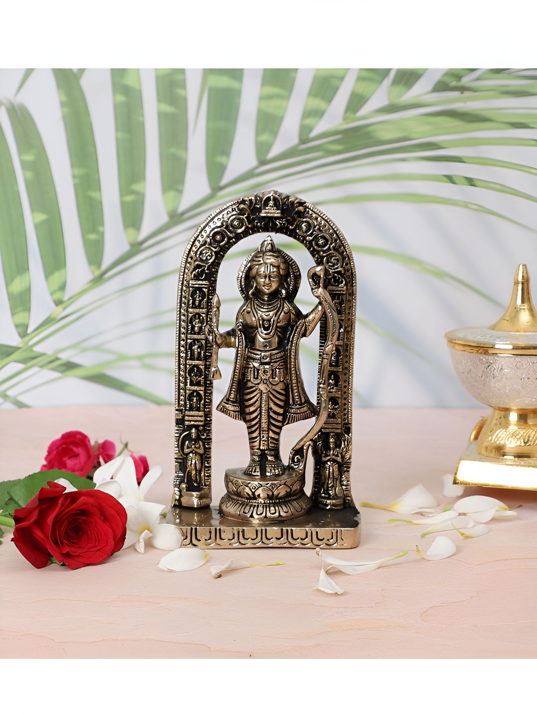 Two Moustaches Brown Ayodhya Ram Lalla Brass Religious Idol Showpiece-picture-10