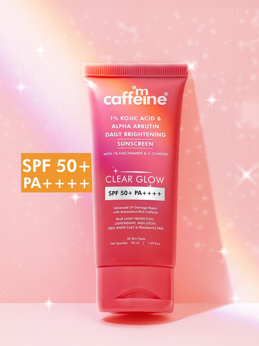 MCaffeine Clear Glow 1% Kojic Acid Alpha Arbutin Brightening Sunscreen SPF 50 PA+++-50ml-image-48