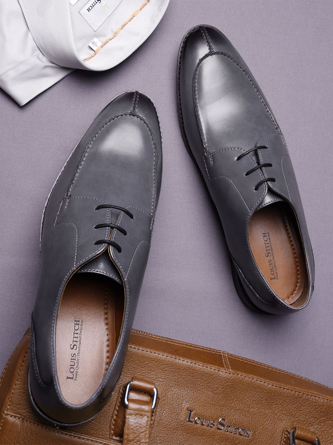 LOUIS STITCH Men Leatherette Derby Formal Shoes-picture-33