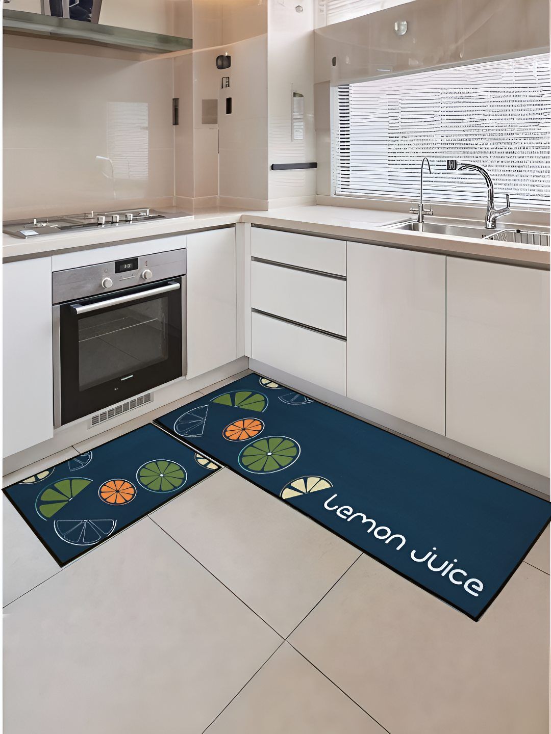 Aura Navy Blue Printed Anti-Skid Floor Mat-image-36