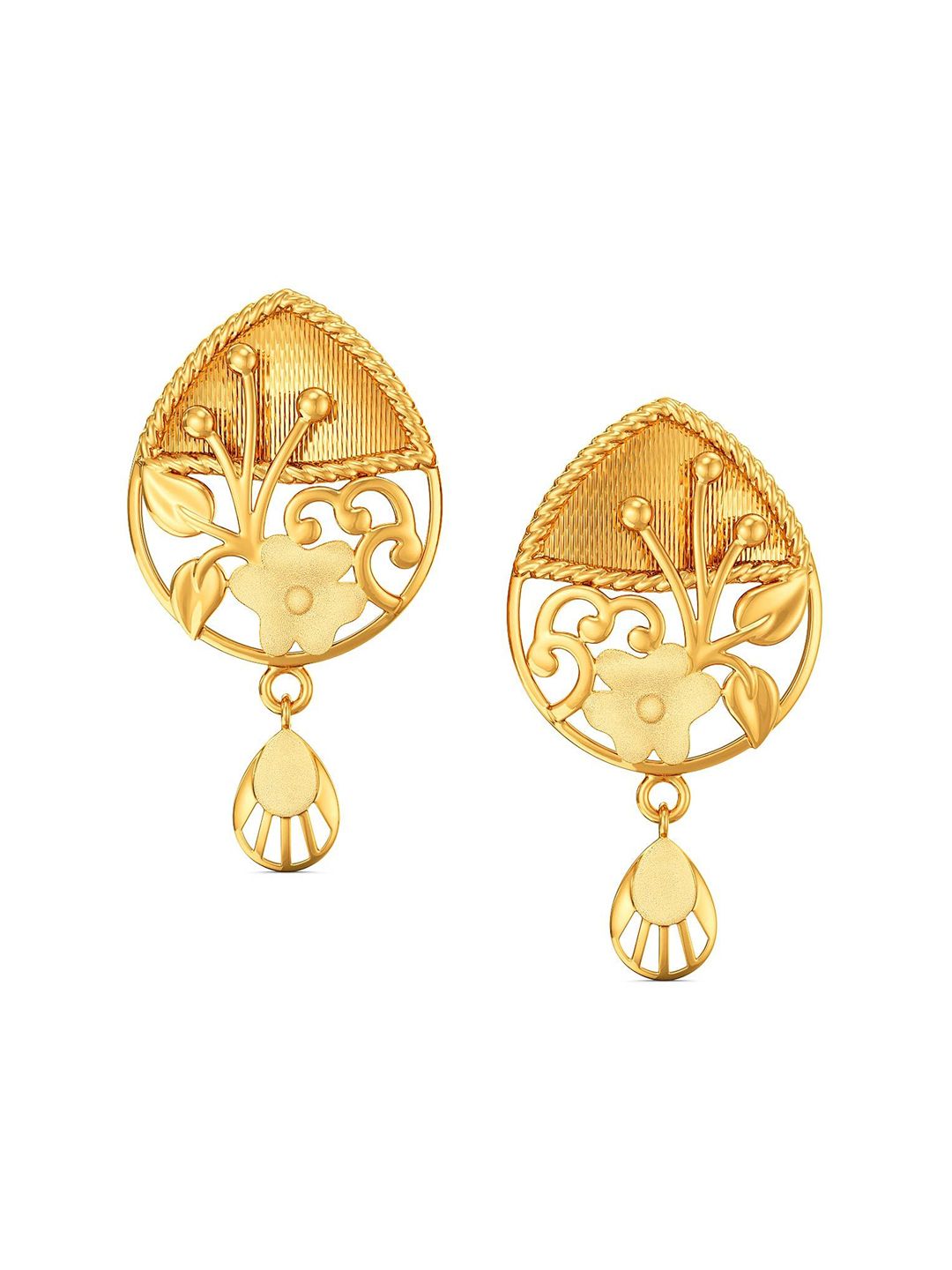 Joyalukkas Girls 22KT Gold Floral Drop Earrings-picture-46